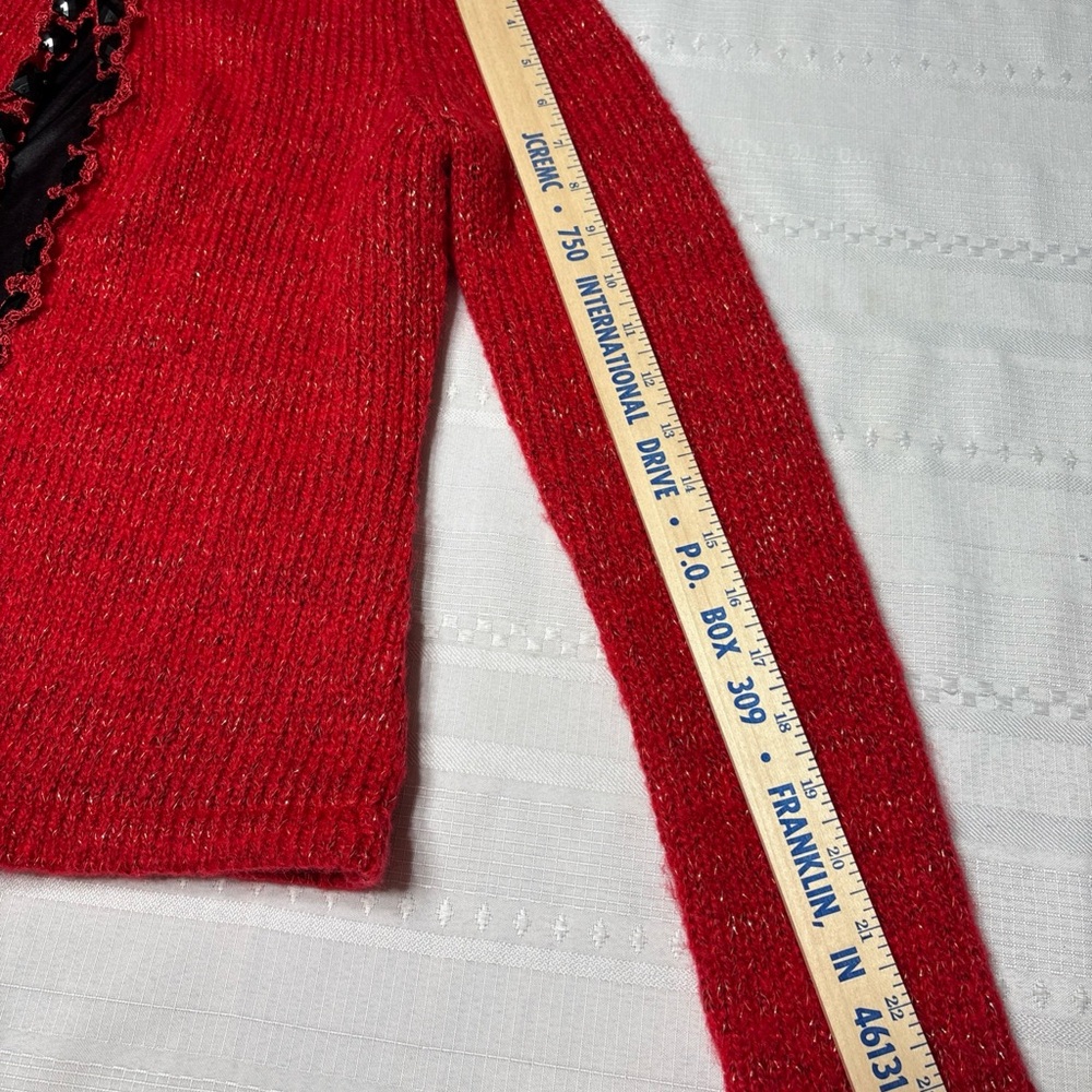 VTG Alberto Makali Wool Blend Red Sweater With Black Beads - Size Small - Picture 7 of 9